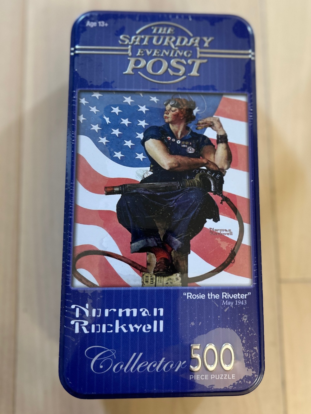 Factory Sealed Norman Rockwell "Rosie the Riveter" 500 Piece Puzzle In Tin